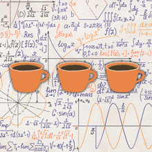 coffee cups on a background of calculations