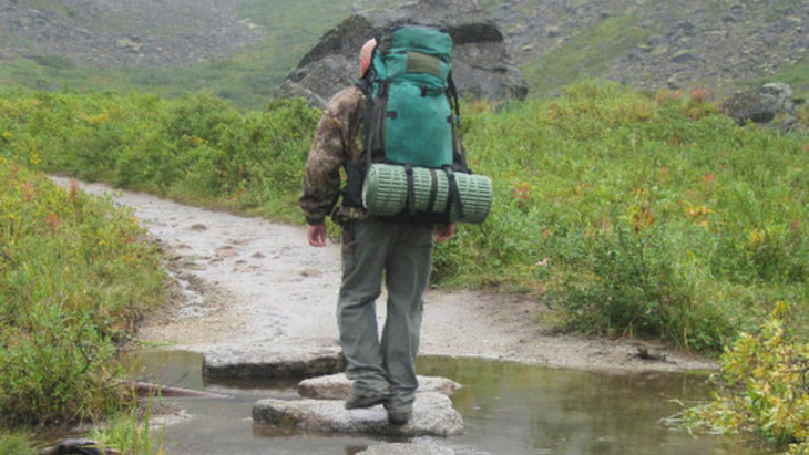 My dad on a solo backpacking trip in Alaska.
