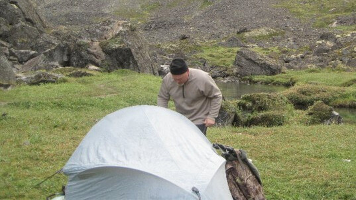 My dad on a solo backpacking trip in Alaska.