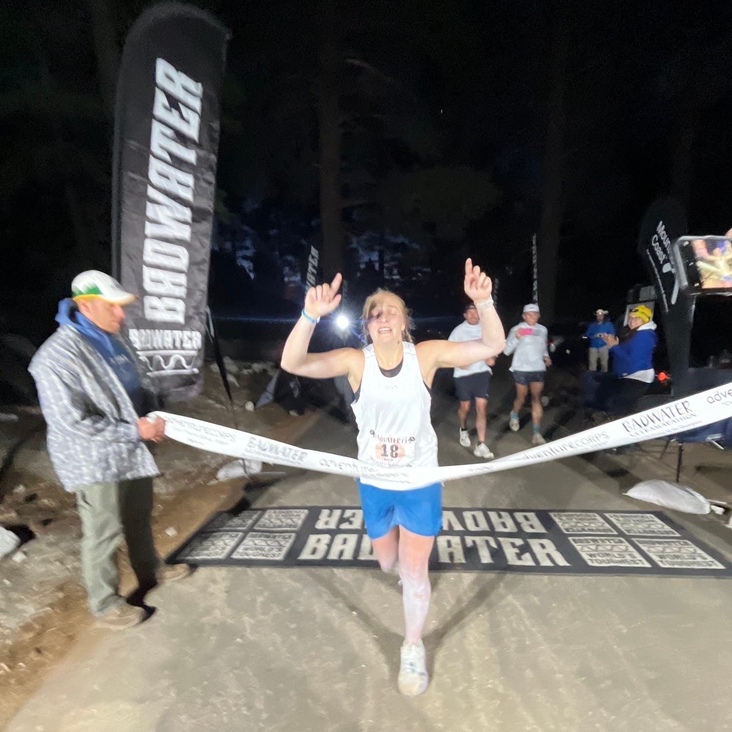 Frederick crossing the finish line