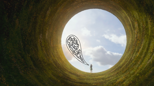 neurodivergent person standing in surreal landscape when traveling