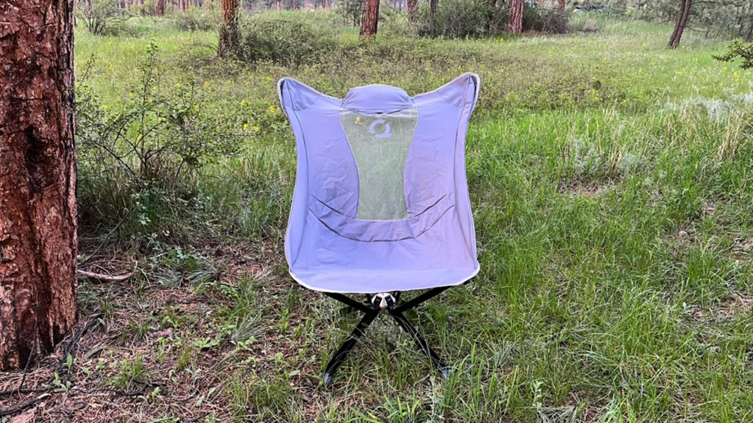 Closeup of Cliq EpiQ lounge camp chair in woods