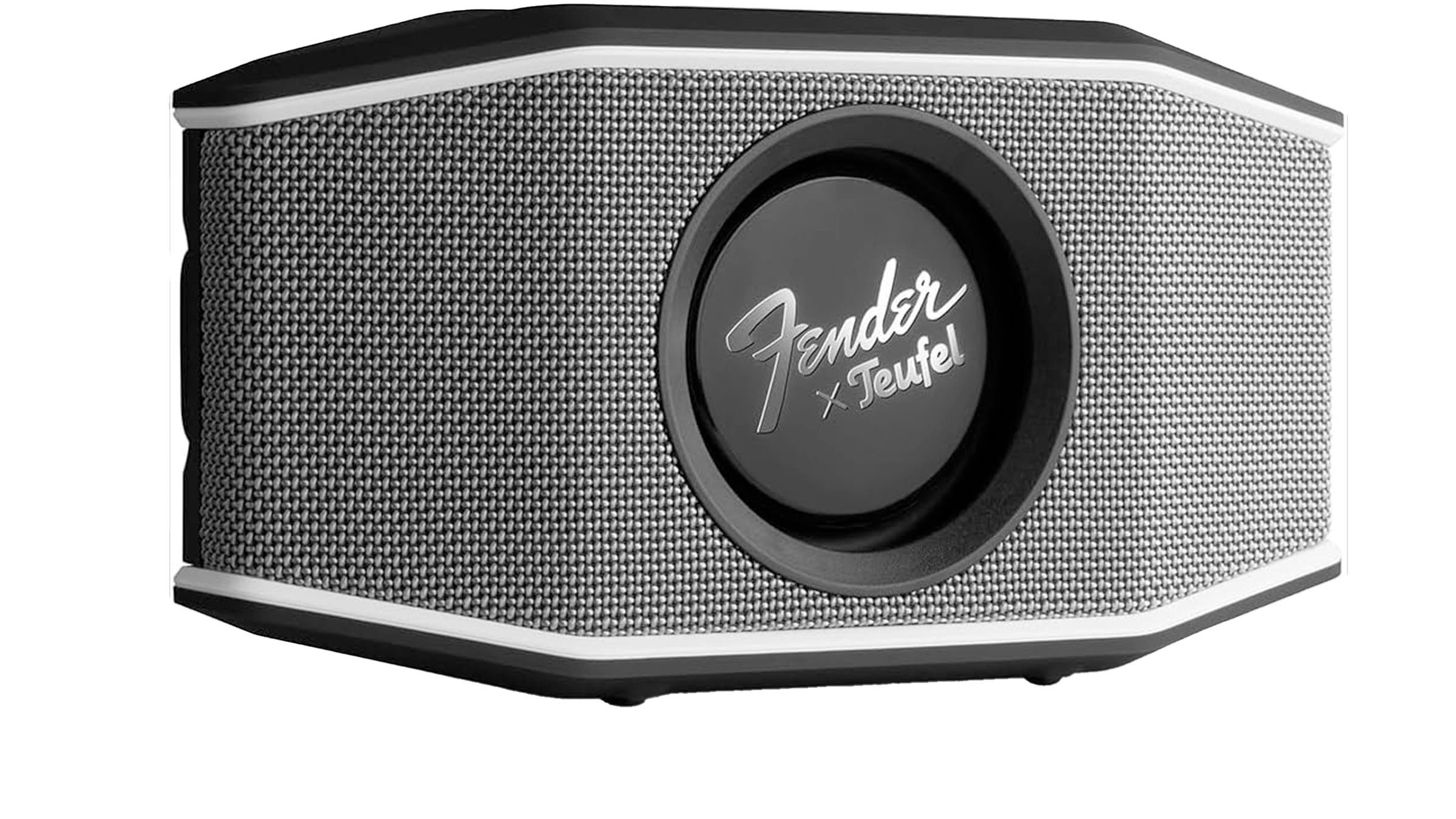 Closeup of protable Fender speaker