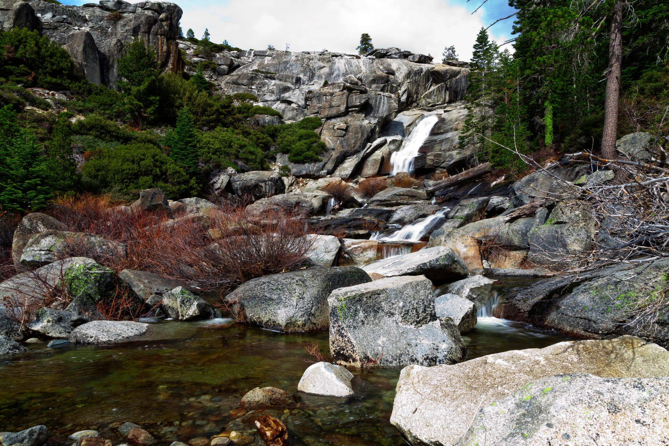 Waterfall At Top Of Chilnualna Falls Yosemite