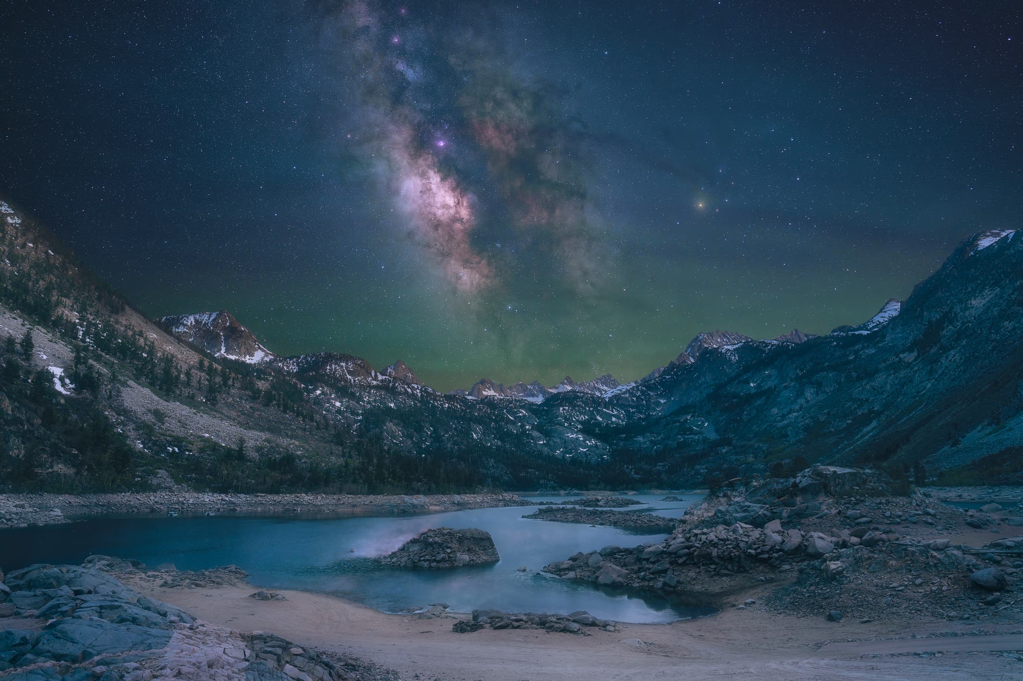 Night sky above the Sierra Nevada
