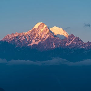 A view of the Langtang Mountain range at sunset
