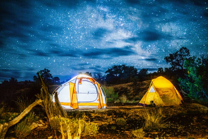 Tents in Canyonlands National Park at night