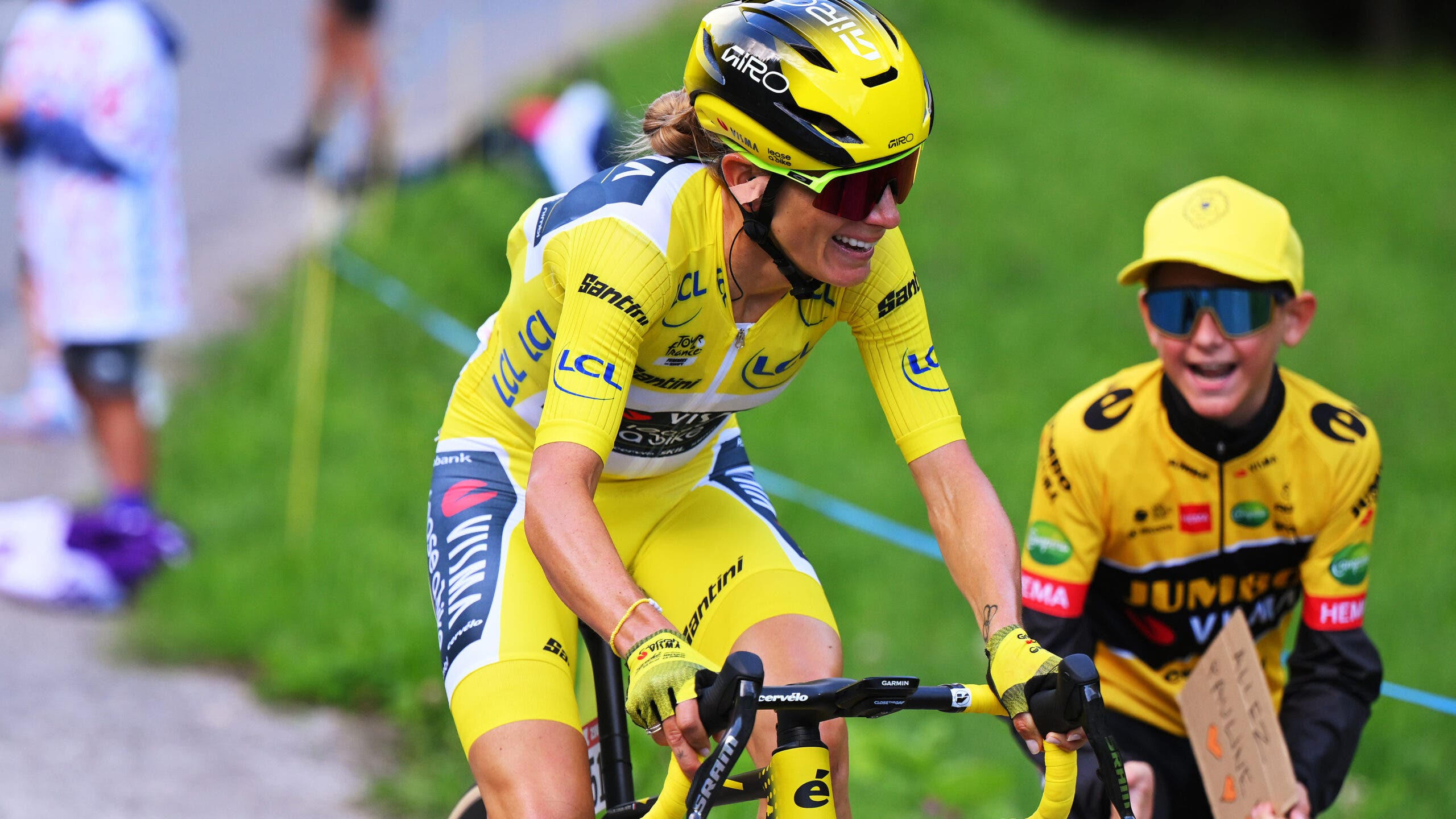 Pauline Ferrand-Prevot celebrates her Tour de France win