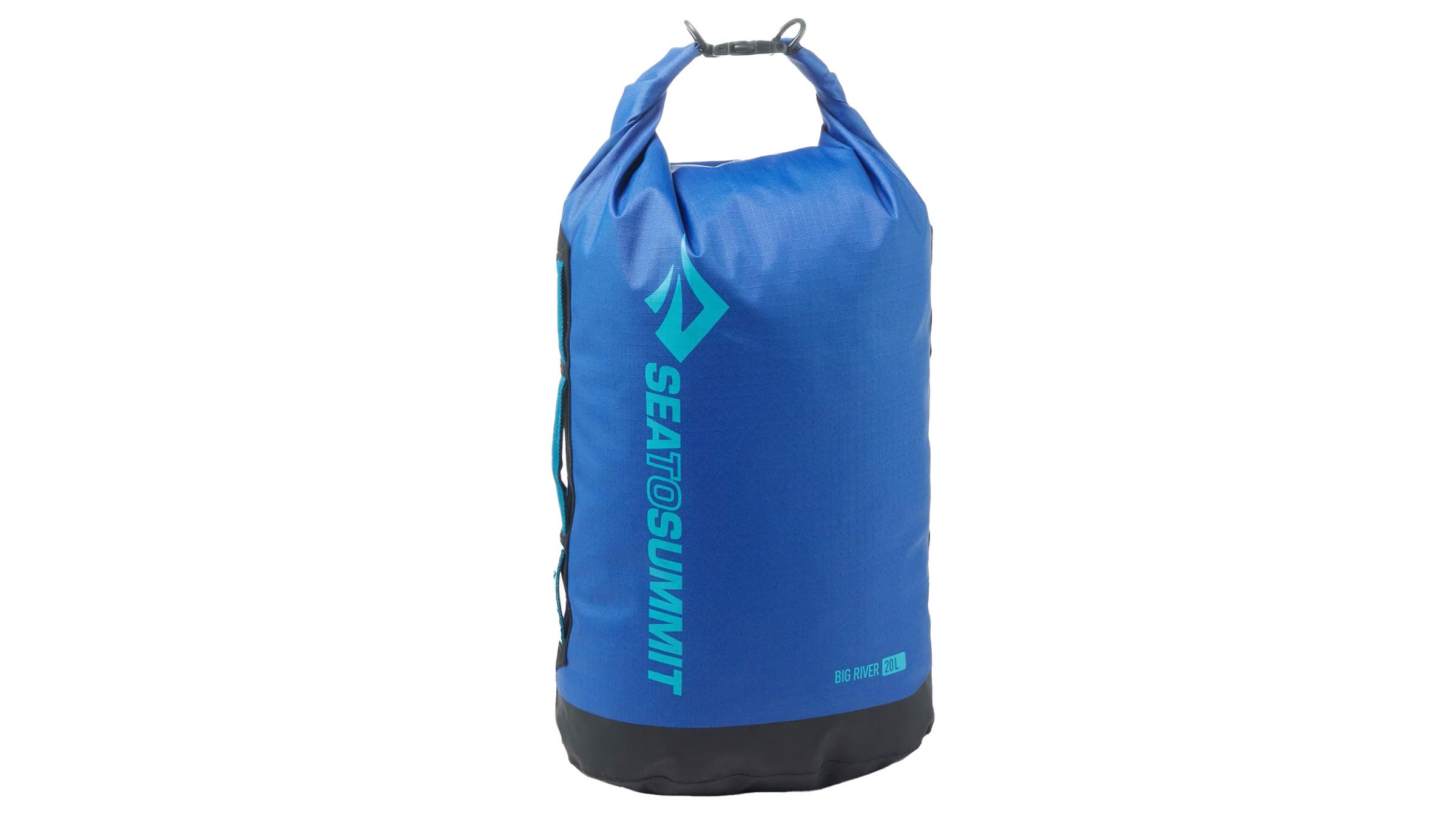 Blue Sea to Summit dry sack on white background