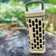Turtlebox Ranger portable speaker set up on tree stump