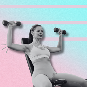 chest exercises on cotton candy background