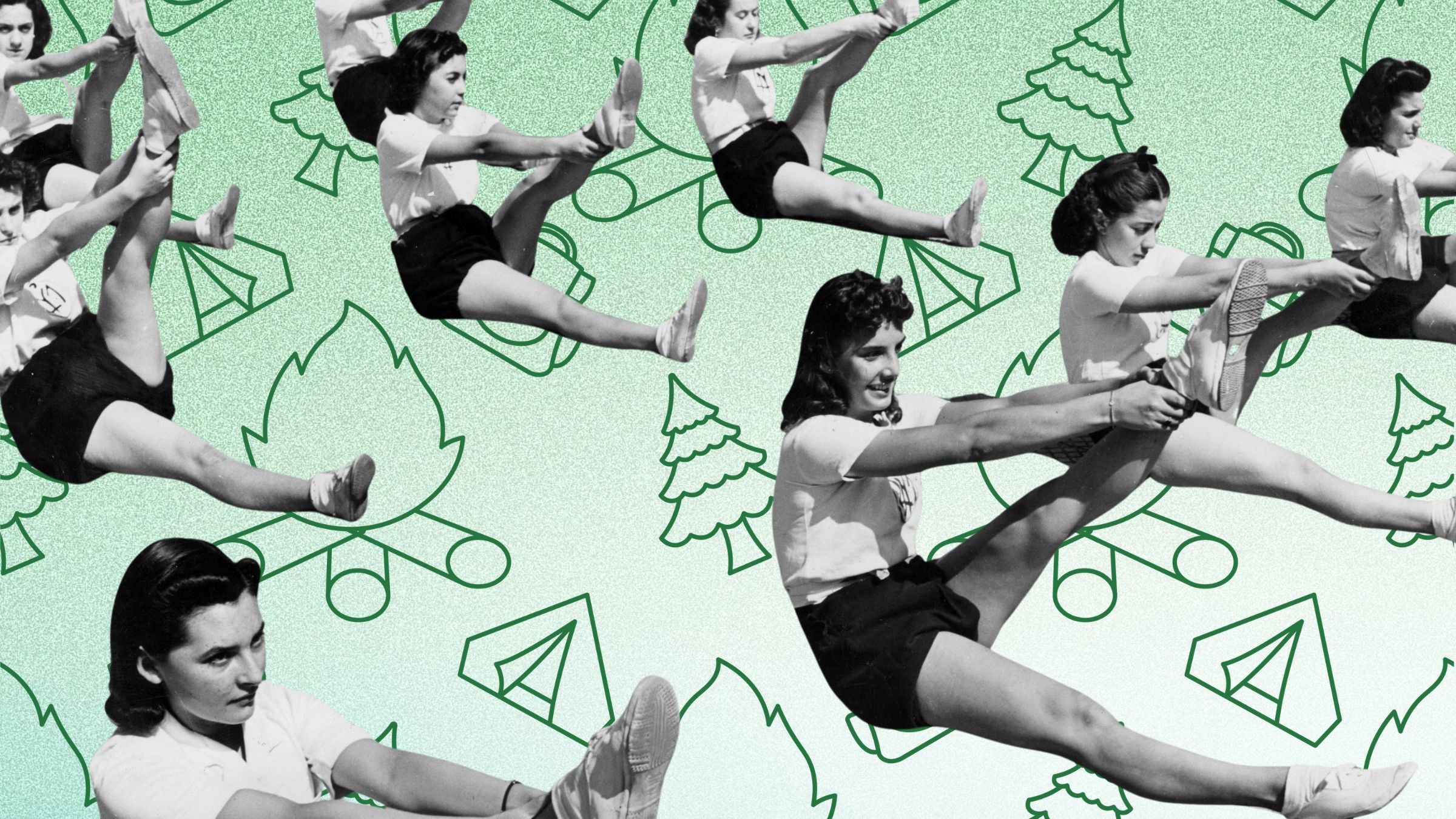 old fashioned high school girls in gym class