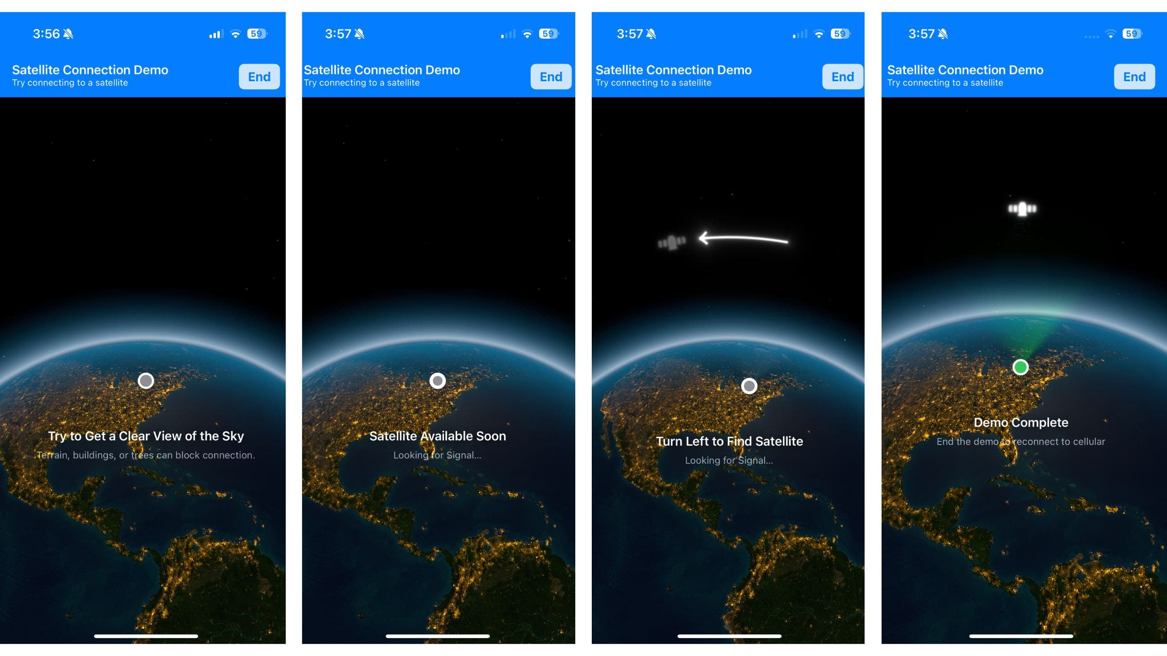 screenshots of iphone finding satellite