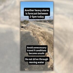 Joshua Tree National PArk issues severe weather warning.