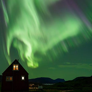 Sermilik Hostel in South Greenland beneath the Northern Lights