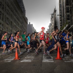 marathoners on street