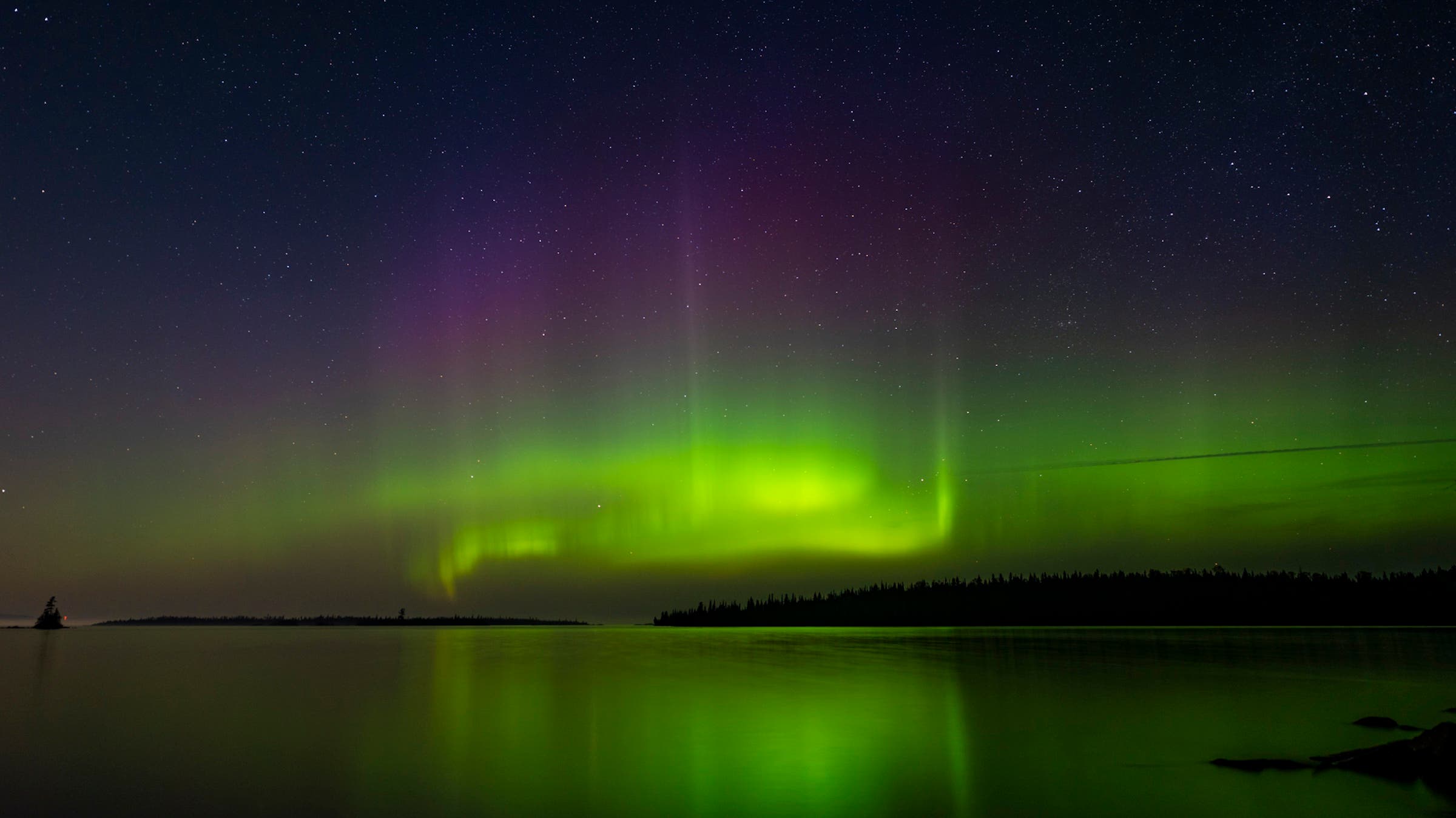 Northern Lights over Lake Superior on Isle Royale National Park