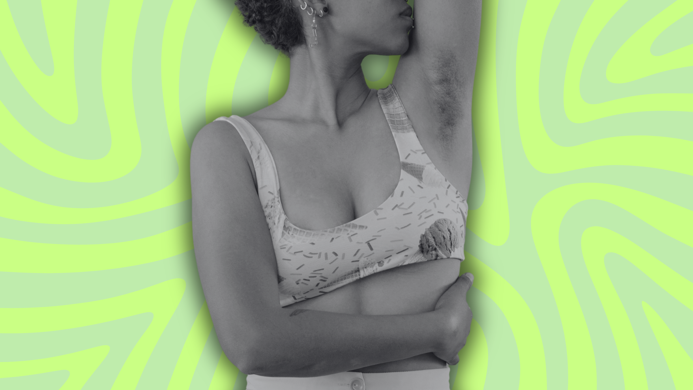 woman smelling armpit; why does sweat stink concept art