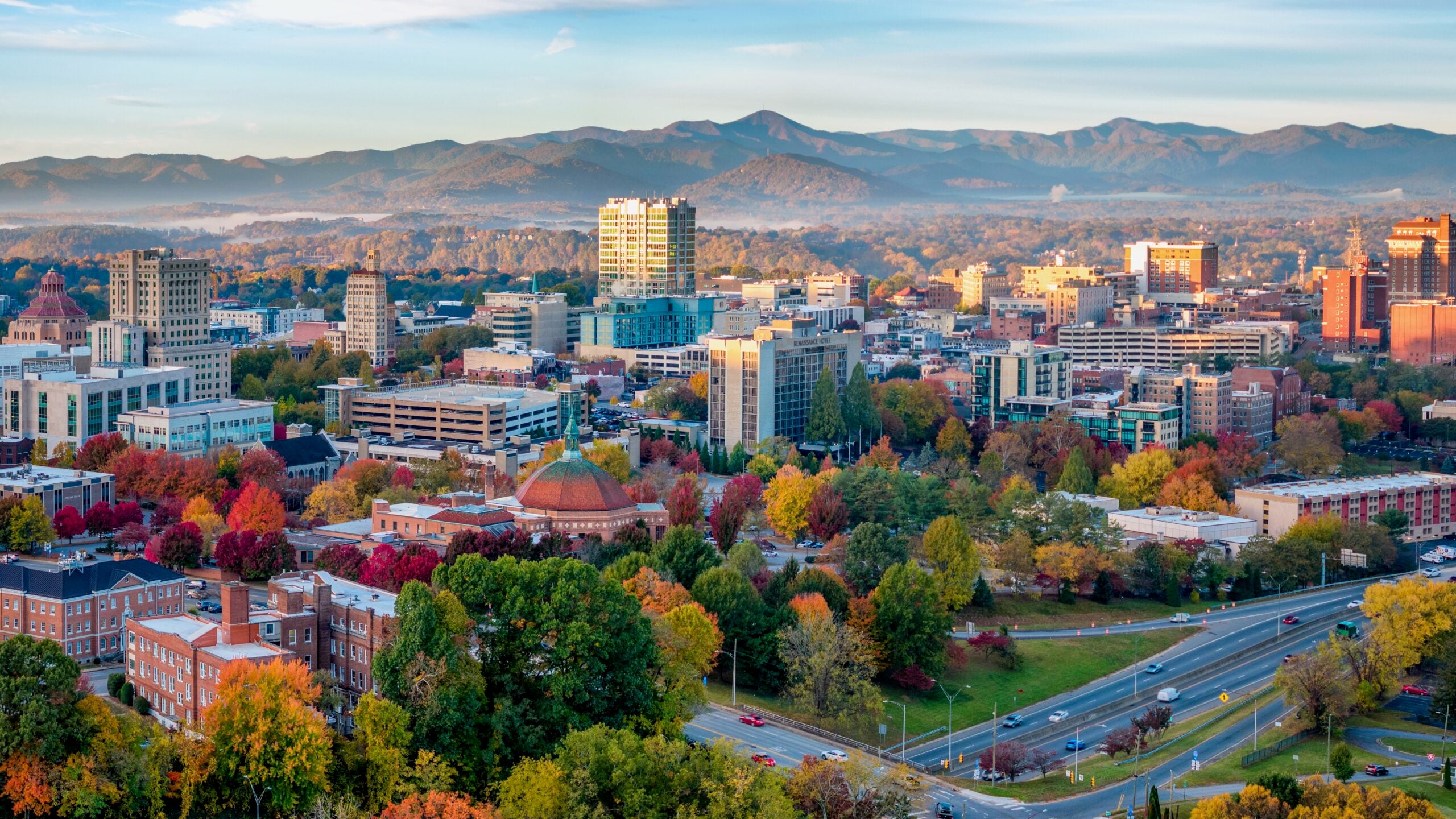 Asheville, North Carolina, is known its stunning Blue Ridge Mountains views.