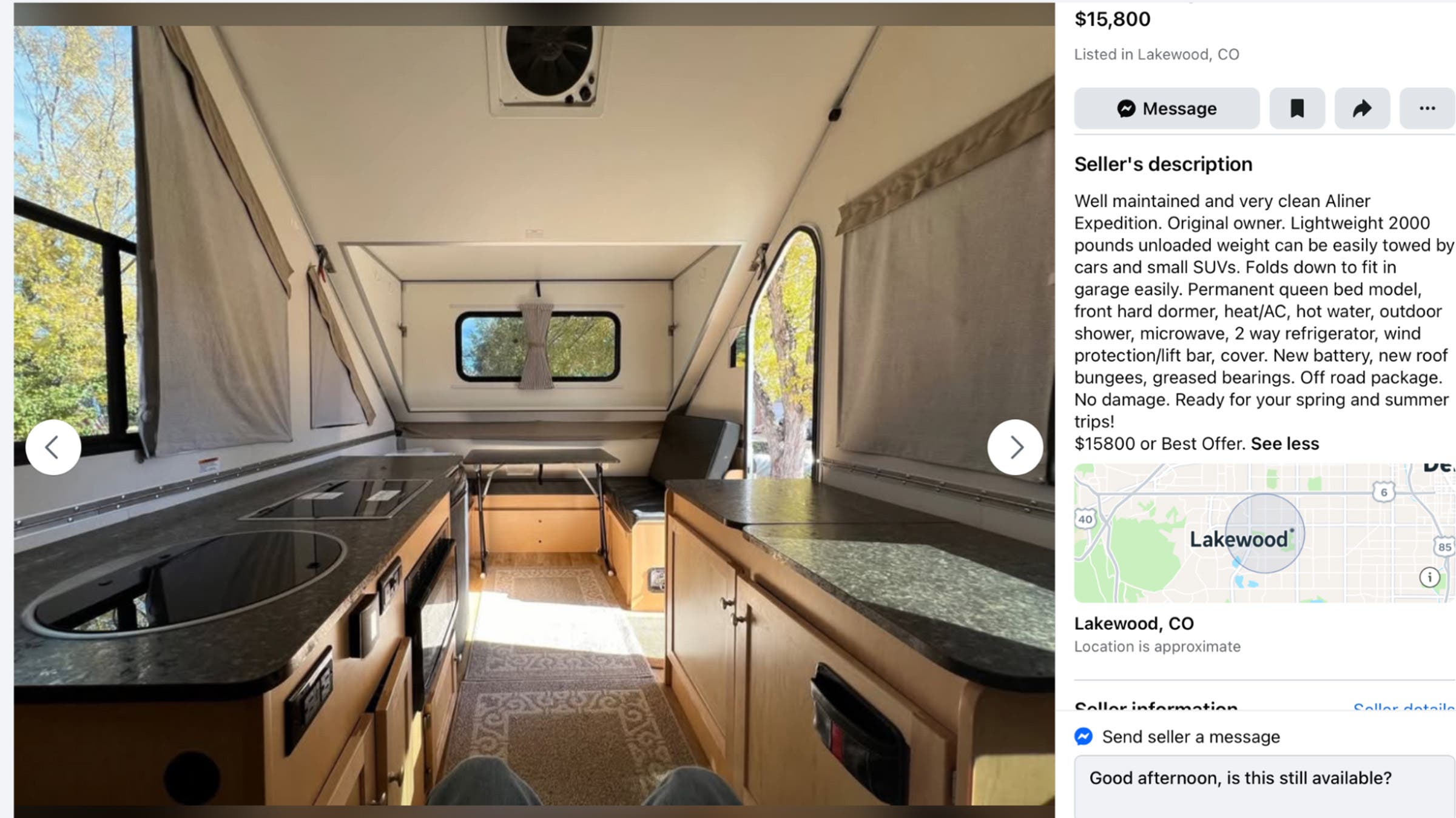 2021 Aliner Expedition camper interior