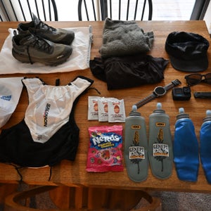 travel gear laid out on table