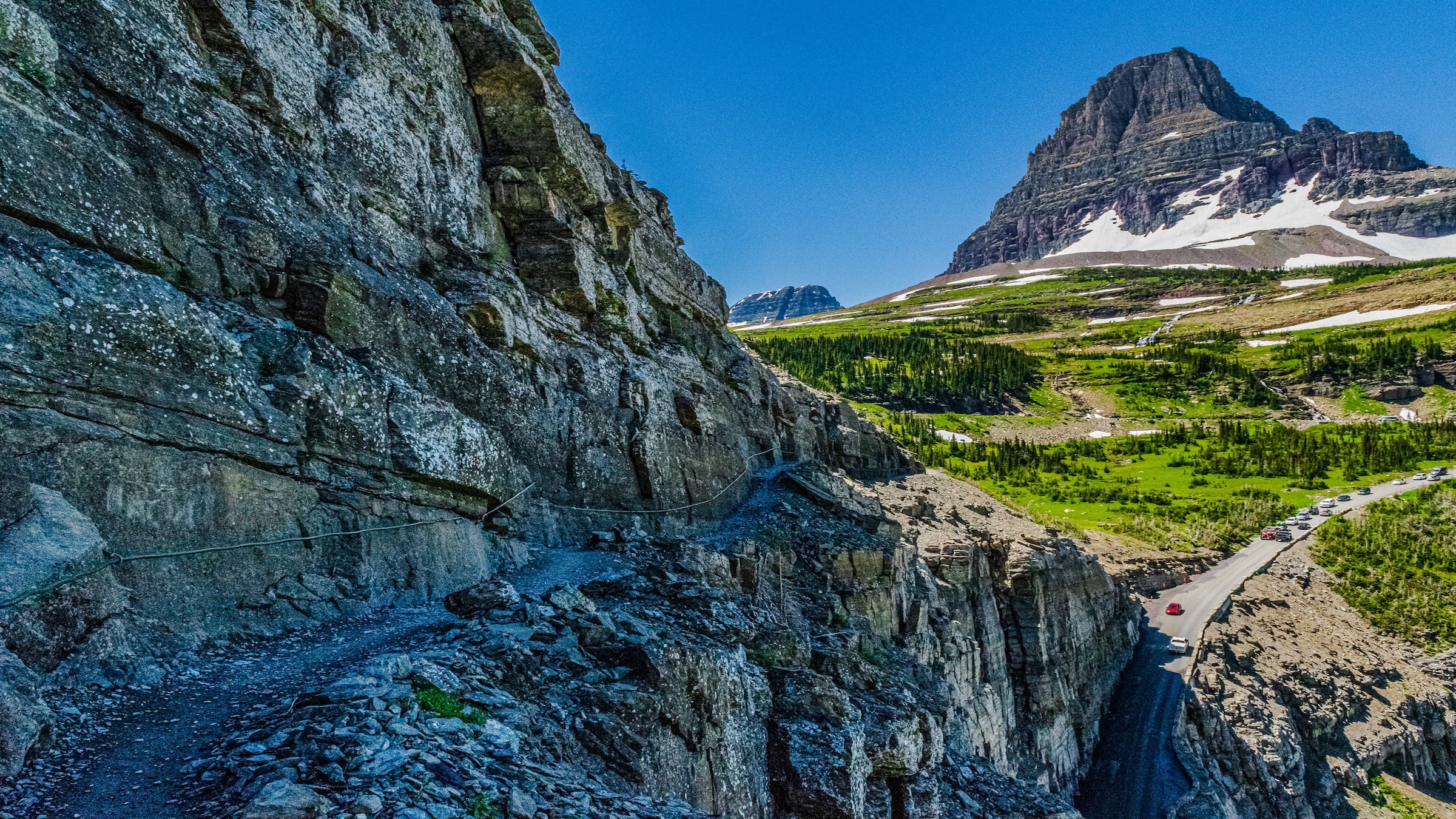 Clements Mountain at Logan Pass, Glacier National Park, Montana seen from the Highline Trail