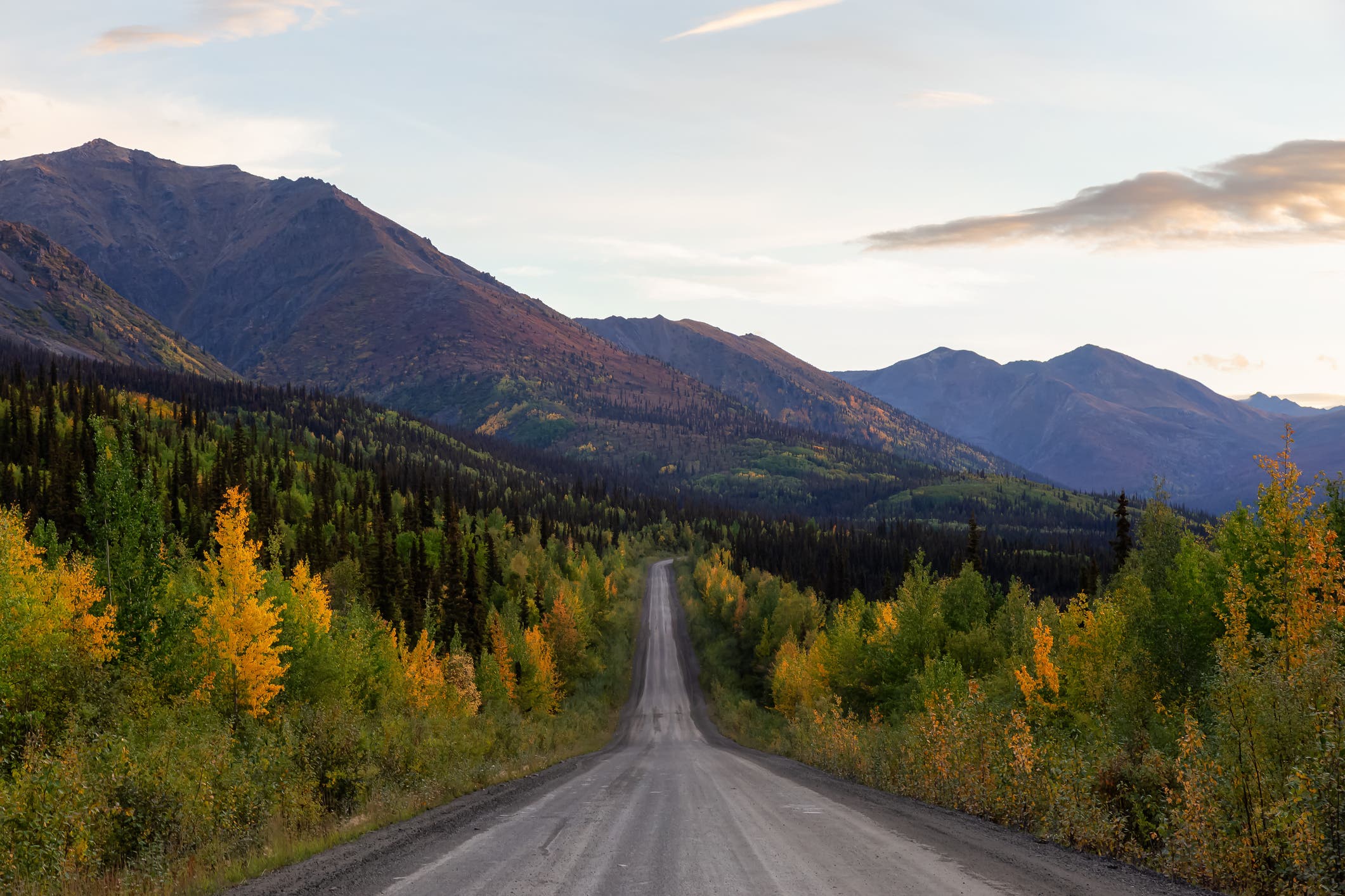 The Dempster Highway stretches about 458 miles from near Dawson City, Yukon, to Inuvik, Northwest Territories.