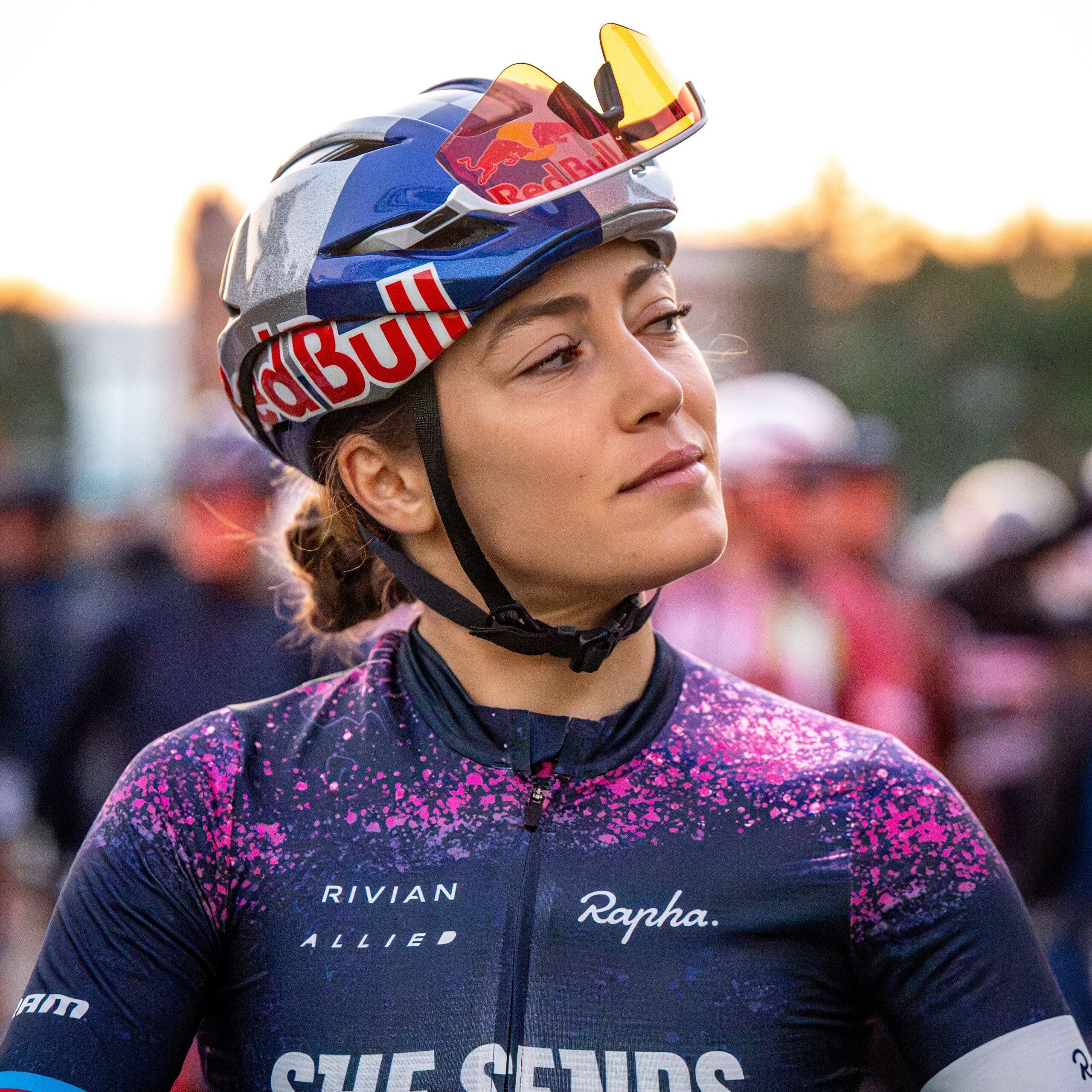 Mountain biker Kate Courtney enjoys the starting line