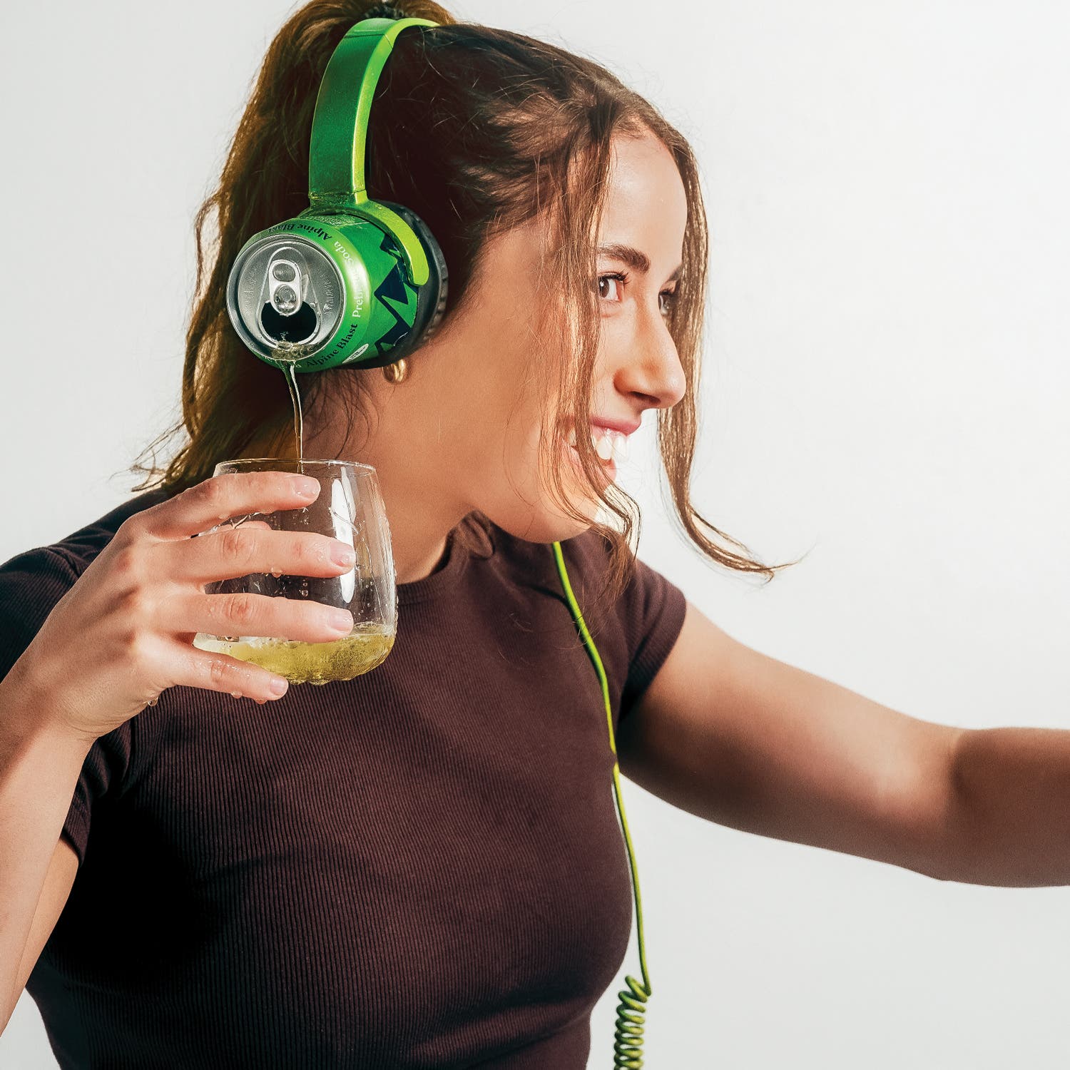 Nicole McLaughlin with upcycled headphones