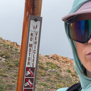 close up of woman on trail