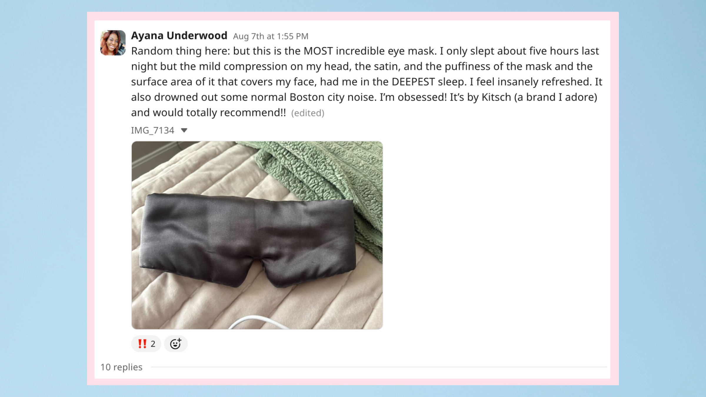 Kitsch eye mask lab rat slack message