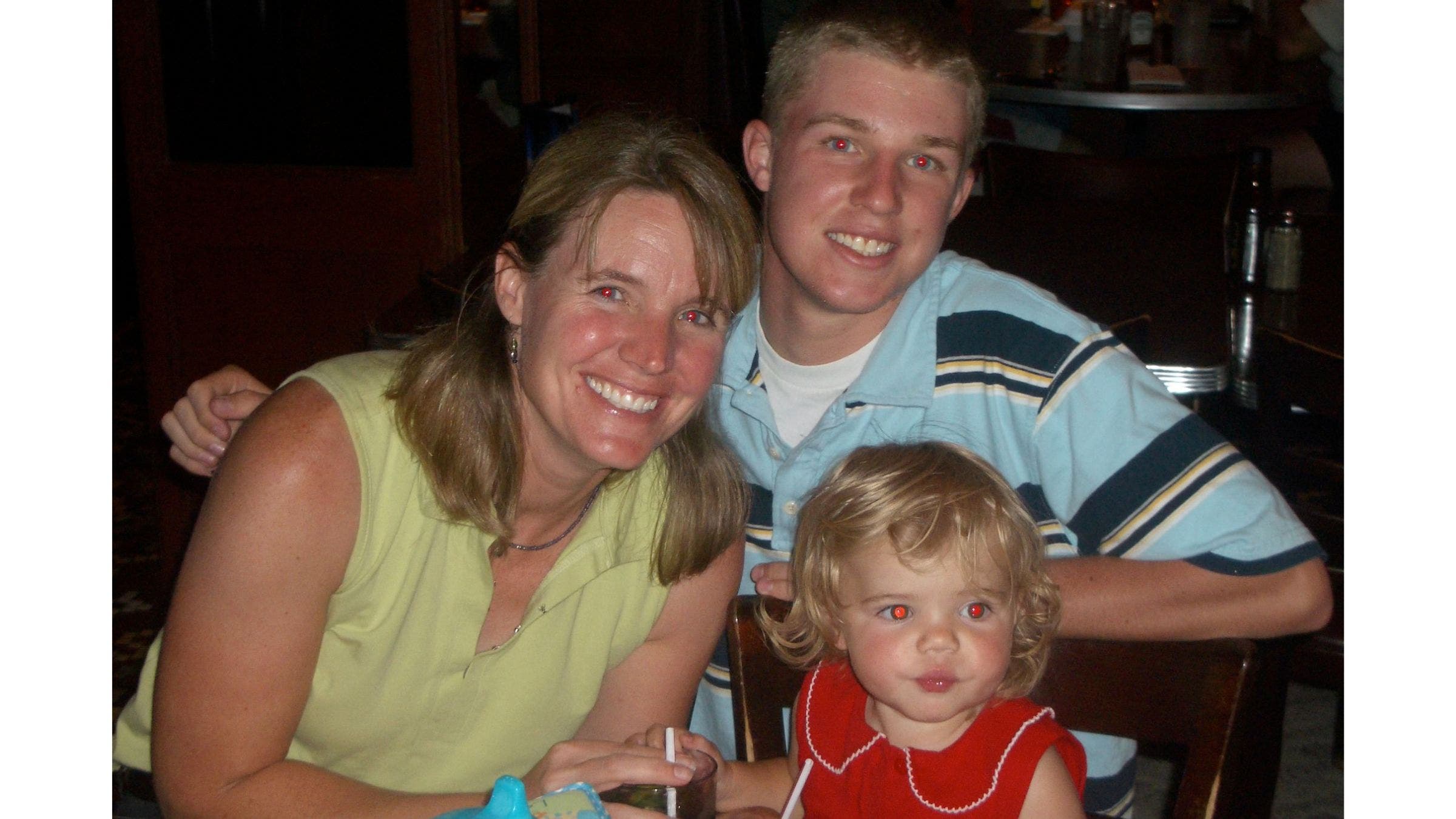 Michelle, with Michael and Haley, in June 2005, wearing the necklace found at the Holy Cross recovery site in October 2024