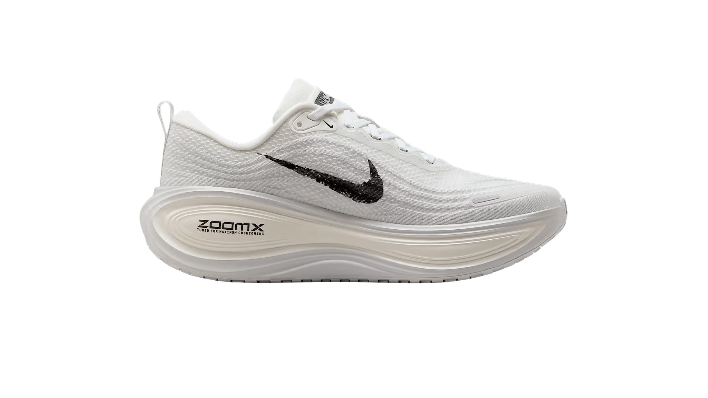 nike vomero plus running shoes in white with black nike logo