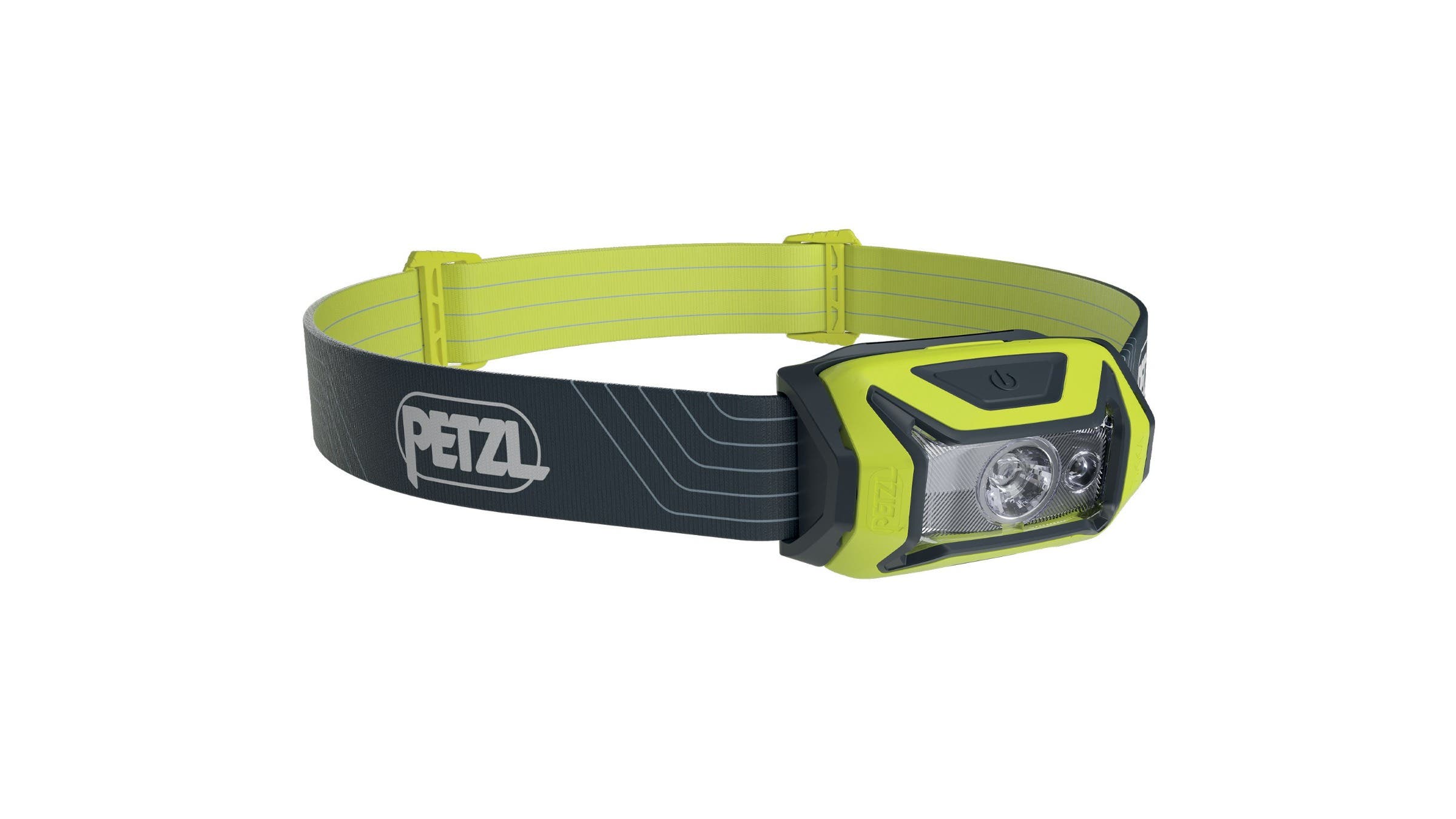 black and yellow headlamp on white background