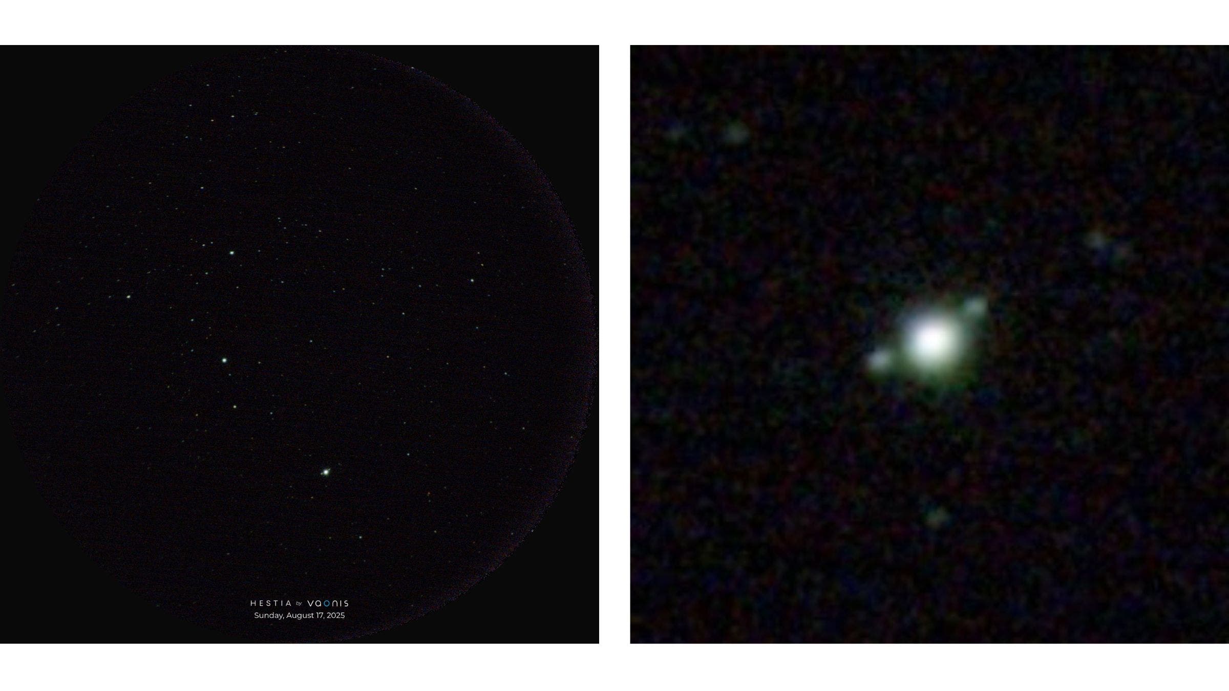 The night sky in Algonguin Park, including one feature (zoomed in, right) that I can pretend is Jupiter and its moons