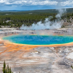 Grand Prismatic Spring Pool at Yellowstone National Park Wyoming, USA