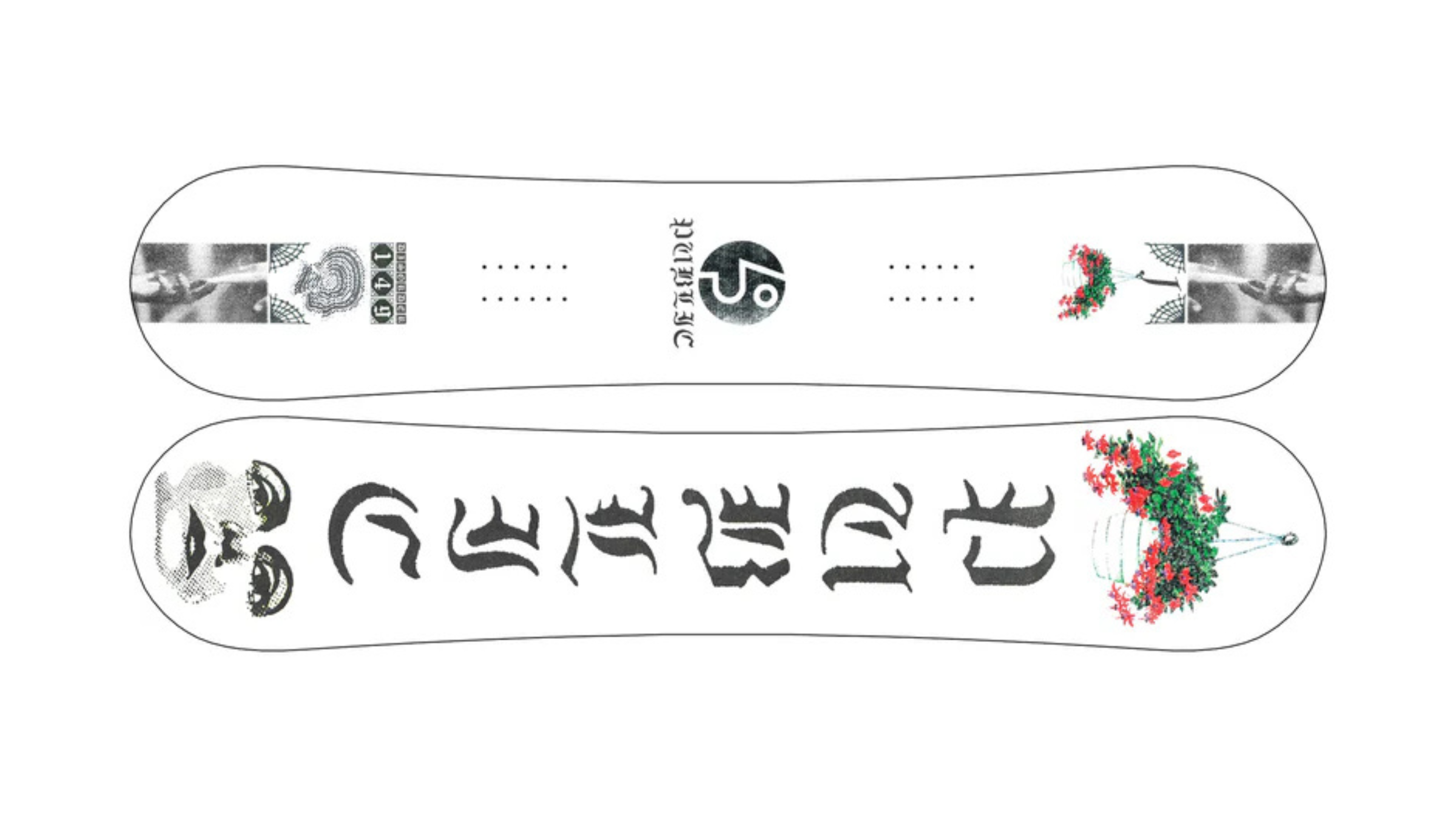 both sides of Public Disorder snowboard, a best snowboard of 2026, on white background