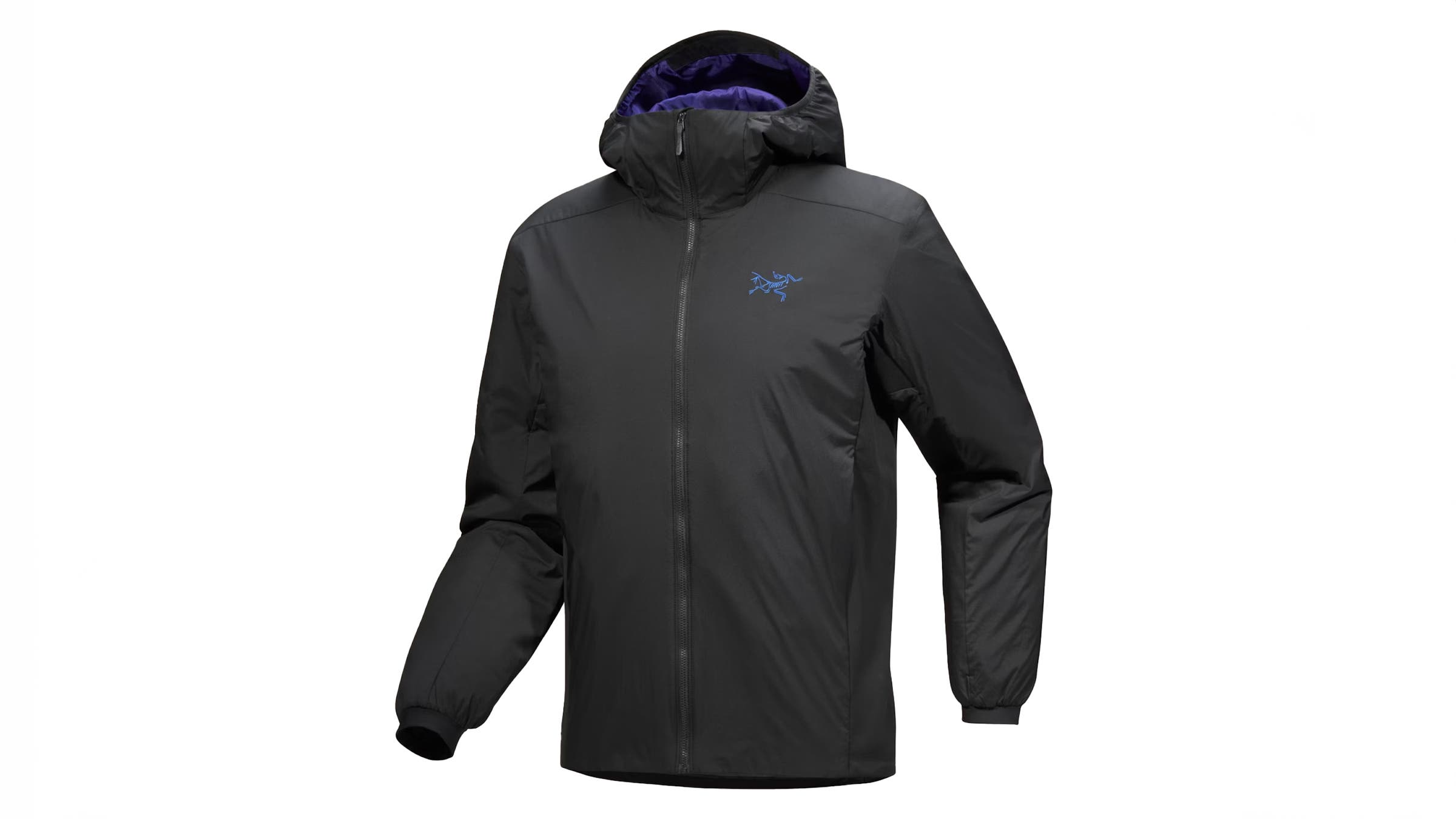 Arc'teryx Atom Hoody black on white background midlayer