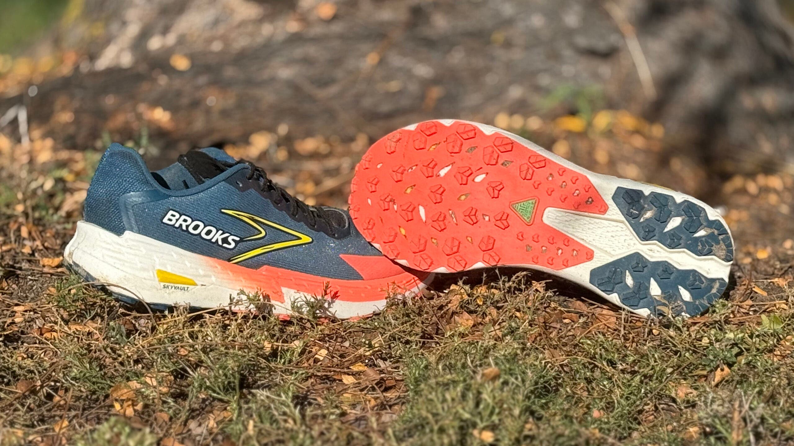 Brooks Catamount 4 trail running shoes shown on the trail after testing