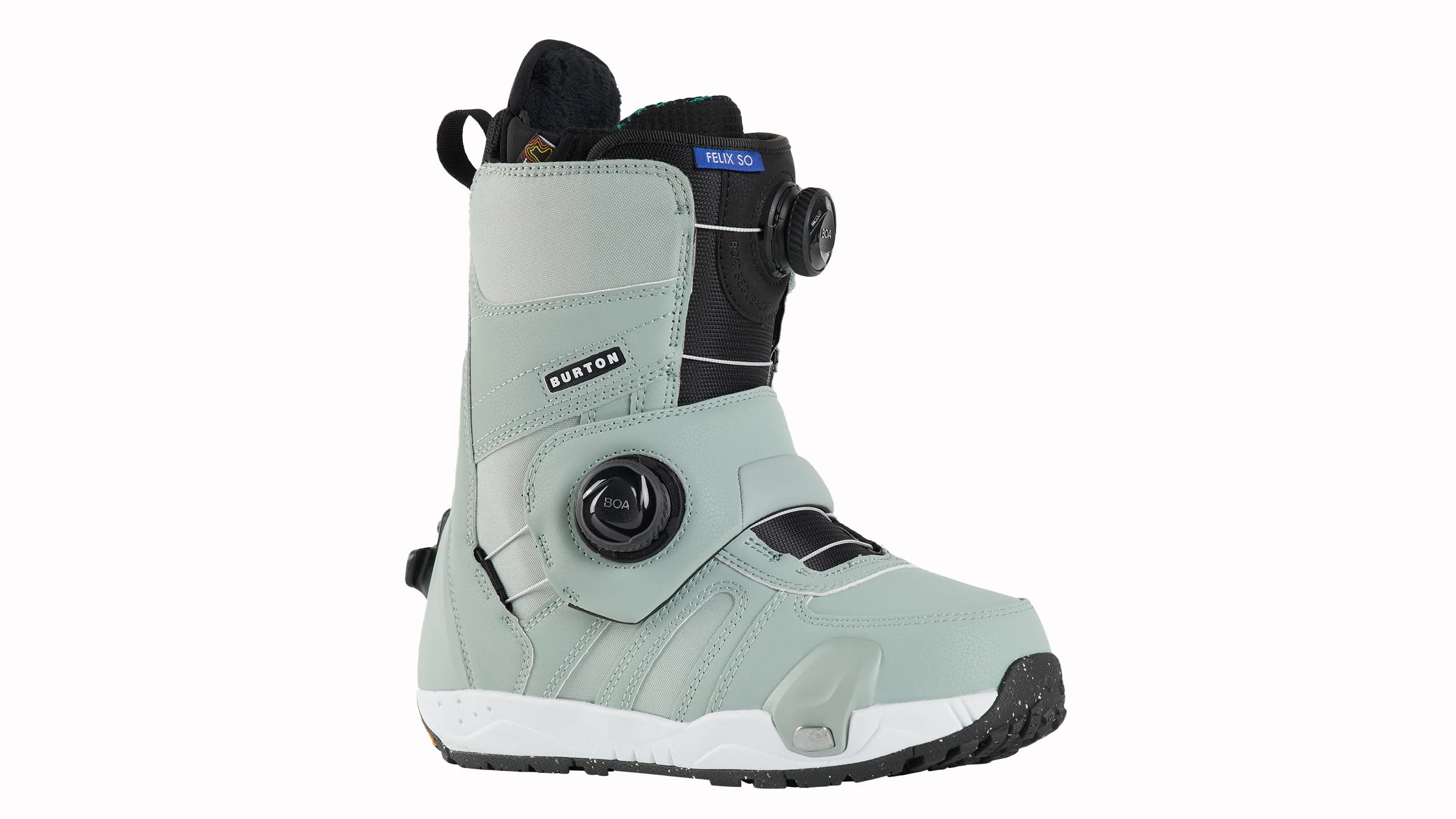 Burton Felix Step-on mint snowboard boot on white background