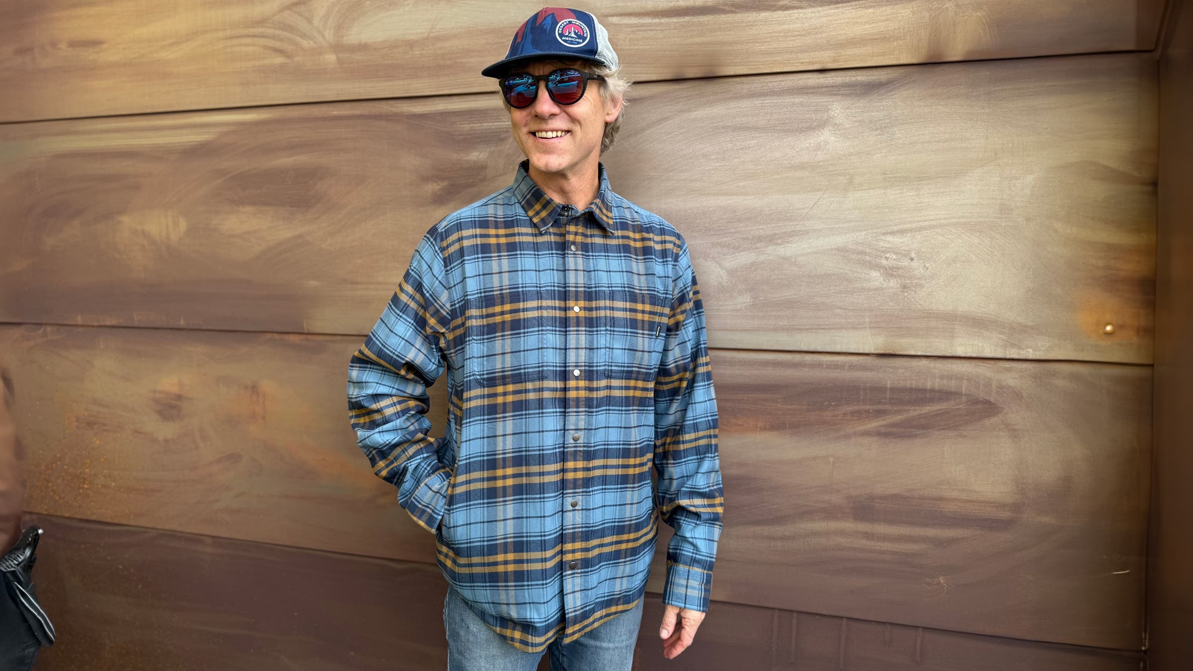 Flylow Lassen fleece lined flannel blue plaid