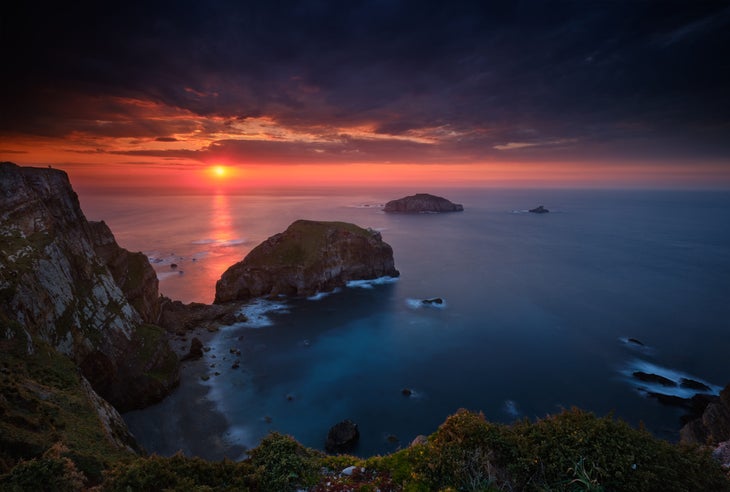 Scenic view of the sky during sunset in Oviedo, Principado de Asturias, Spain.