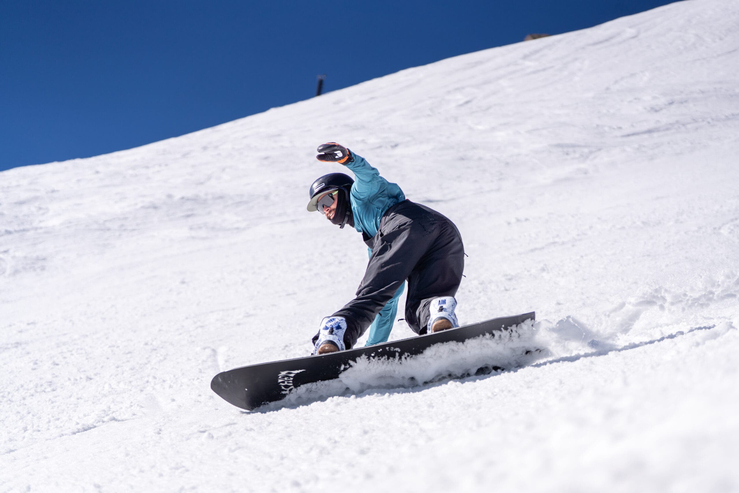 snowboarder rides Lib Tech Sweet Fish 