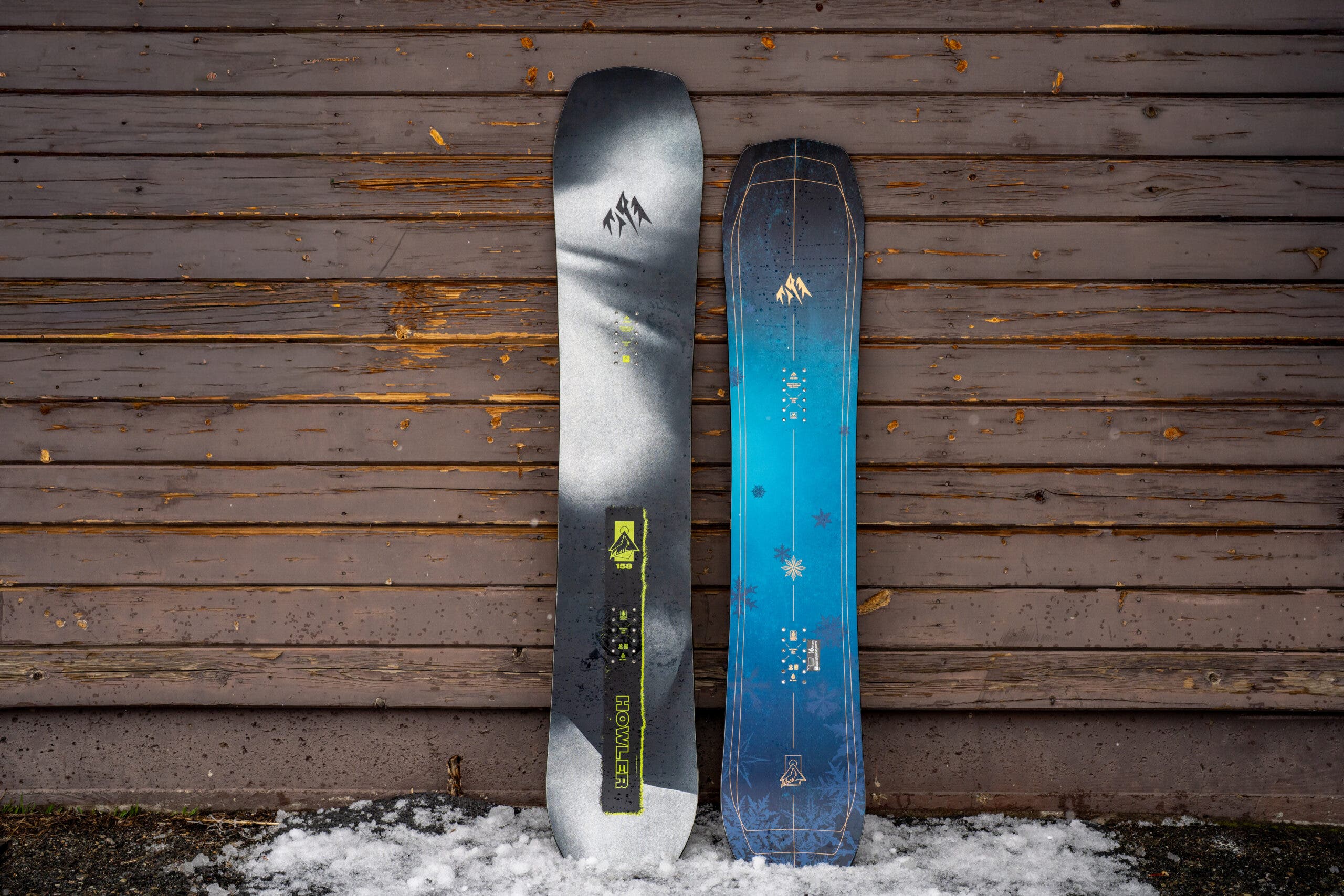 Men's and Women's Jones Howler leaning up against a wall