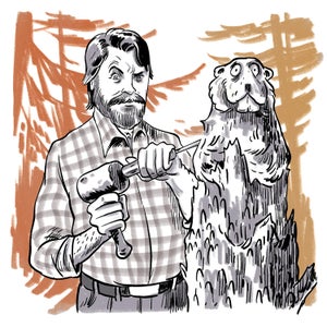 nick offerman outside world with a woodchuck