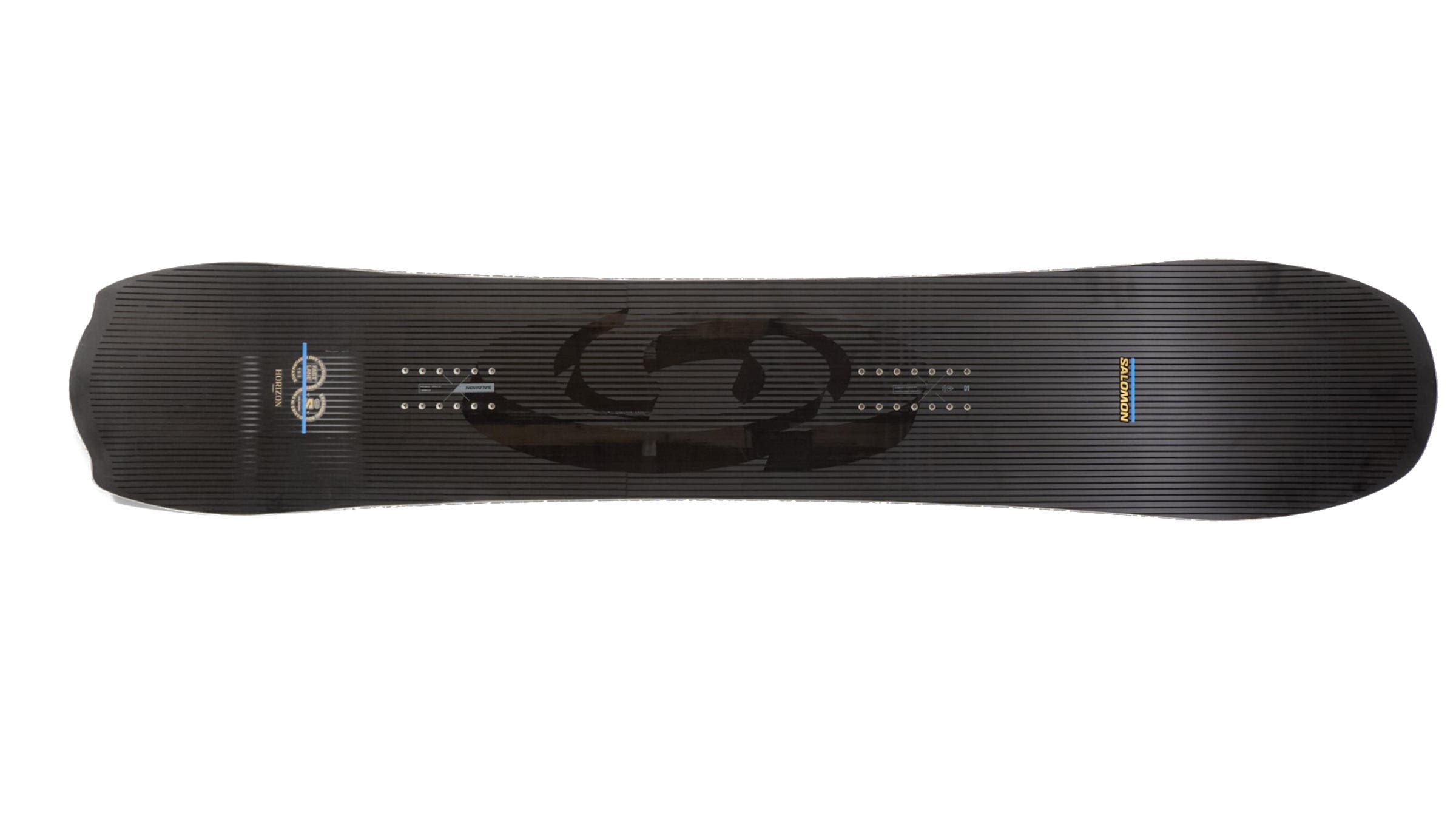 One of the Best Women's Snowboards, the 2026 Salomon Fast Lane in black and gray on a white background.