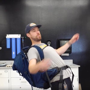 Man testing backpack