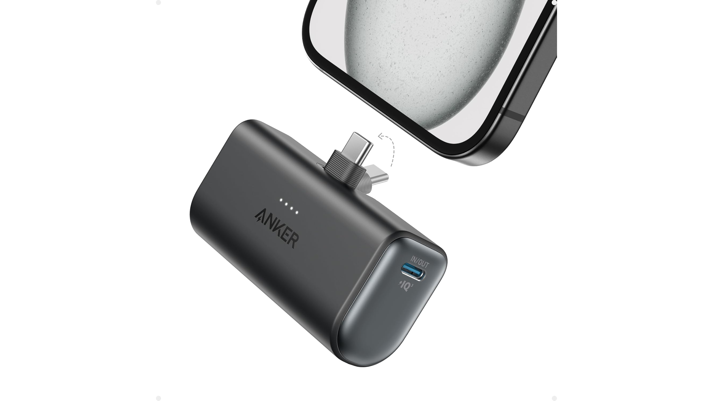 Anker Portable Charger plugging into an iPhone 17 with USB C