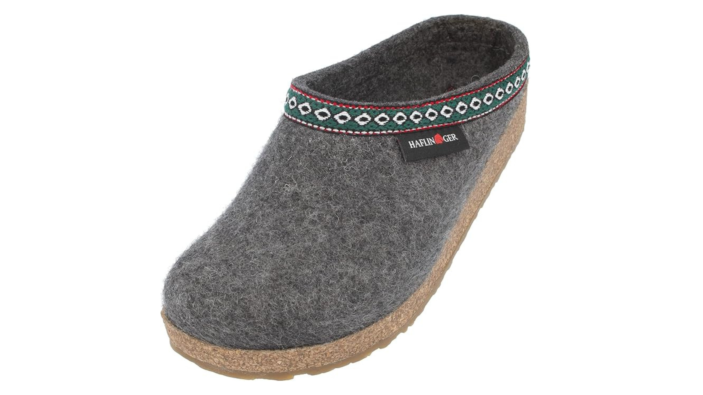 Haflinger felted gray wool clog on white background