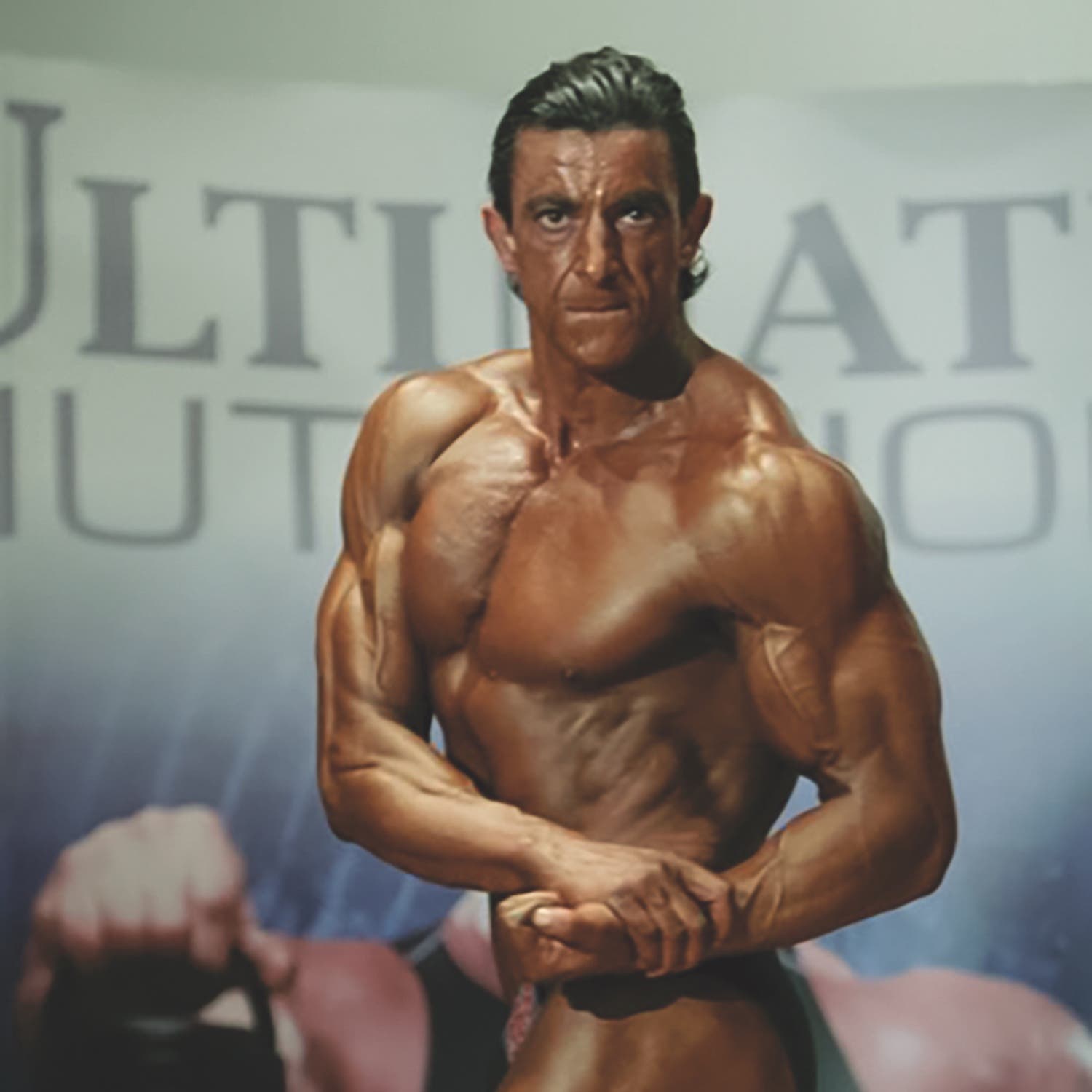 Zagreb National Bodybuilding Championship, 2009. Buda posing during the Croatian national bodybuilding championship, where he competed in the 91kg category.